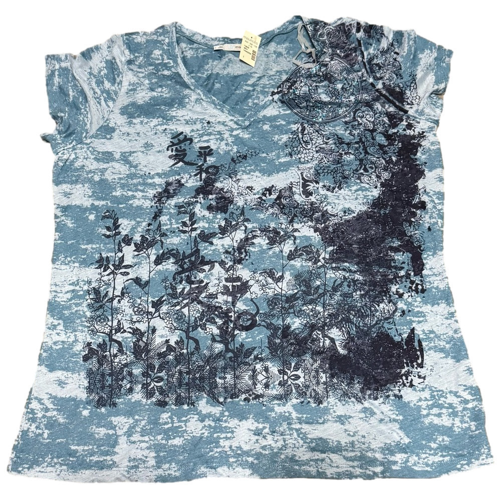Maurice’s Plus Blue Patterned Graphic Cotton Polyester Top Women’s Size 3 - Picture 2 of 12